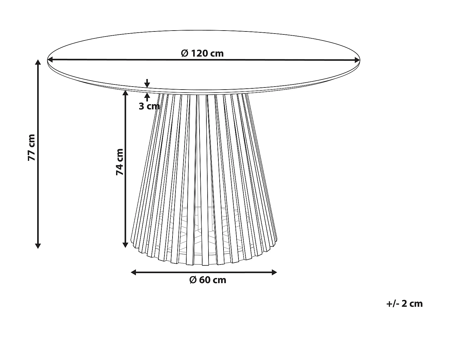 Table de repas MESILLA Noir 120 cm 120 cm Acacia