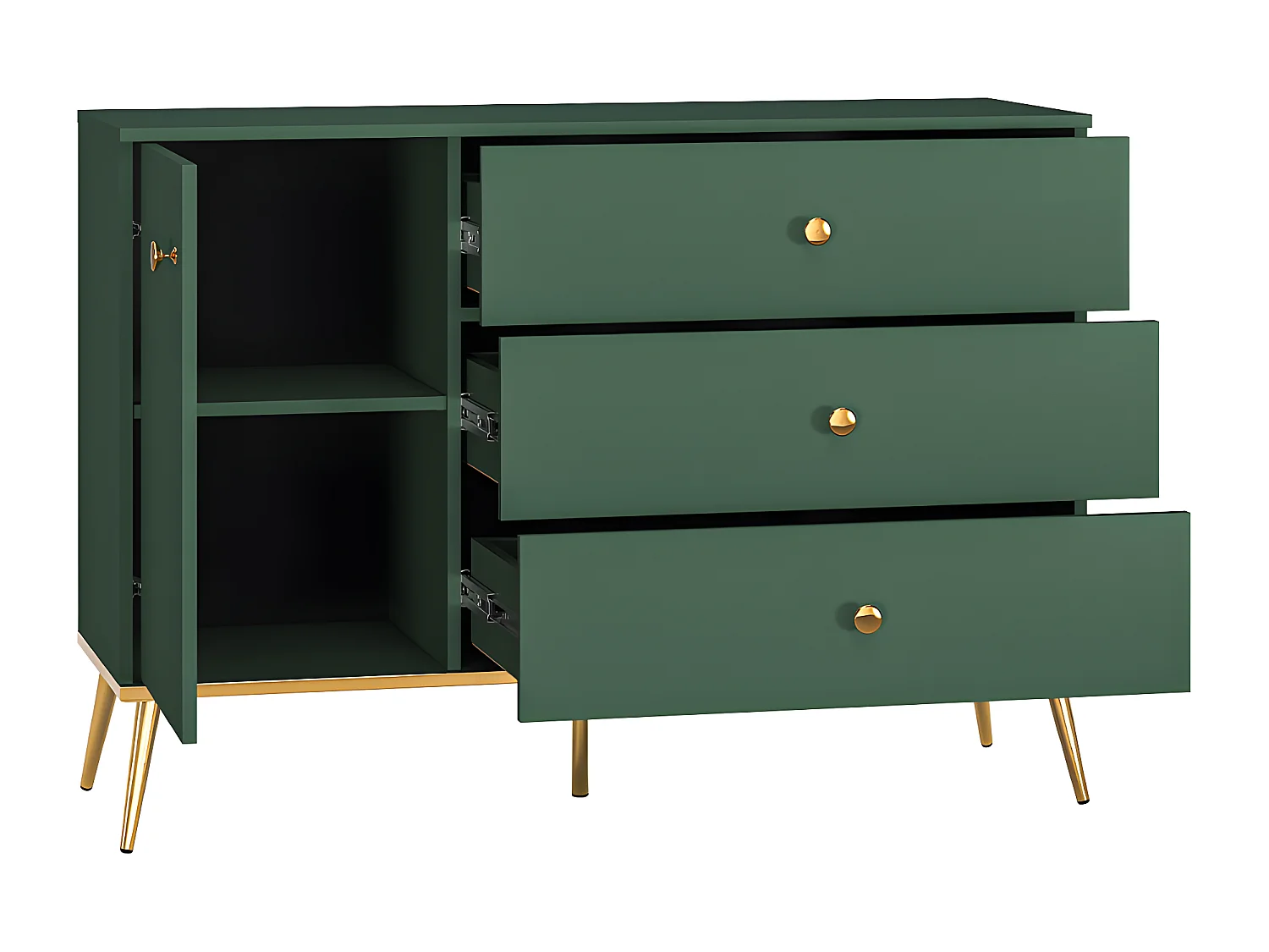 Buffet 1 porte 3 tiroirs Thalia Vert