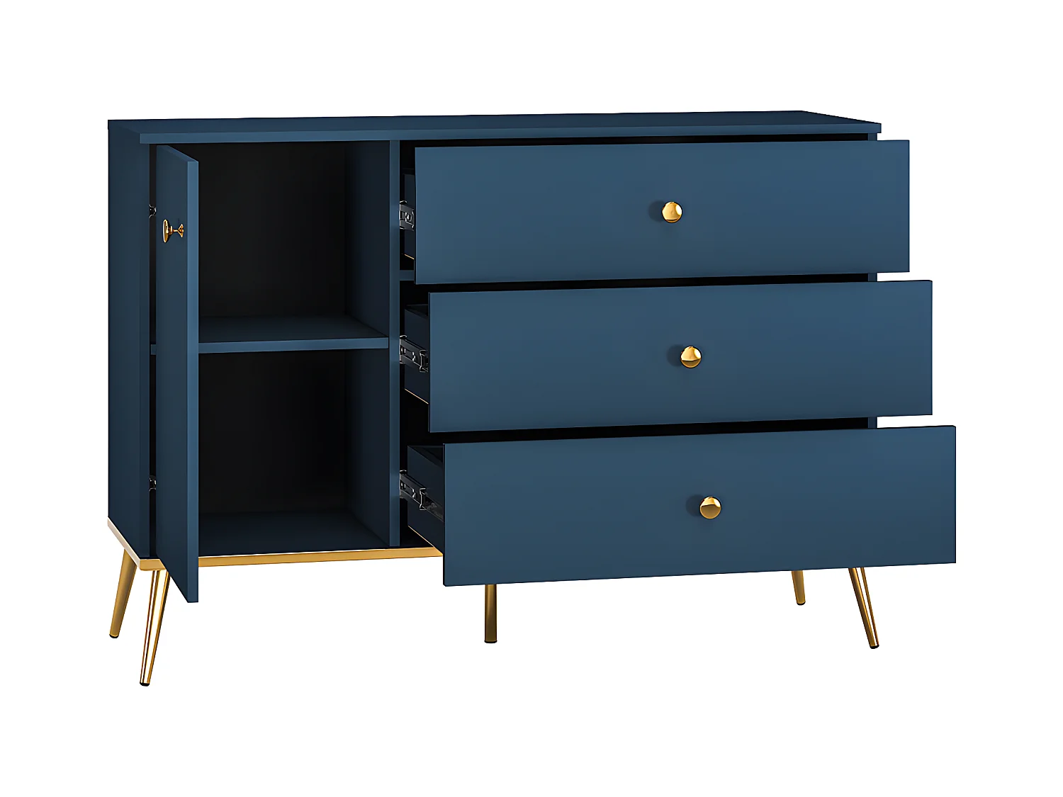 Buffet 1 porte 3 tiroirs Thalia Bleu