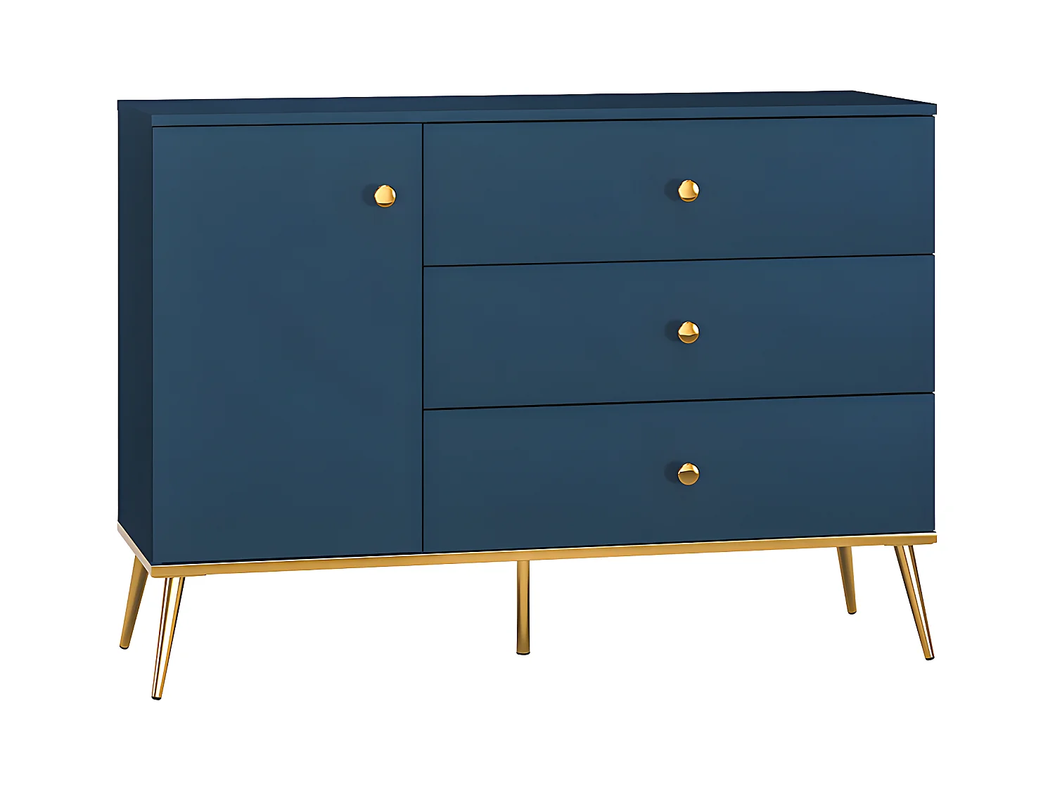 Buffet 1 porte 3 tiroirs Thalia Bleu
