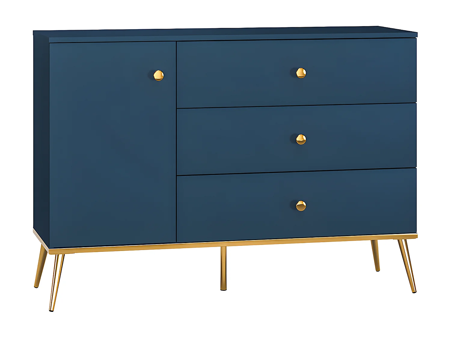 Buffet 1 porte 3 tiroirs Thalia Bleu