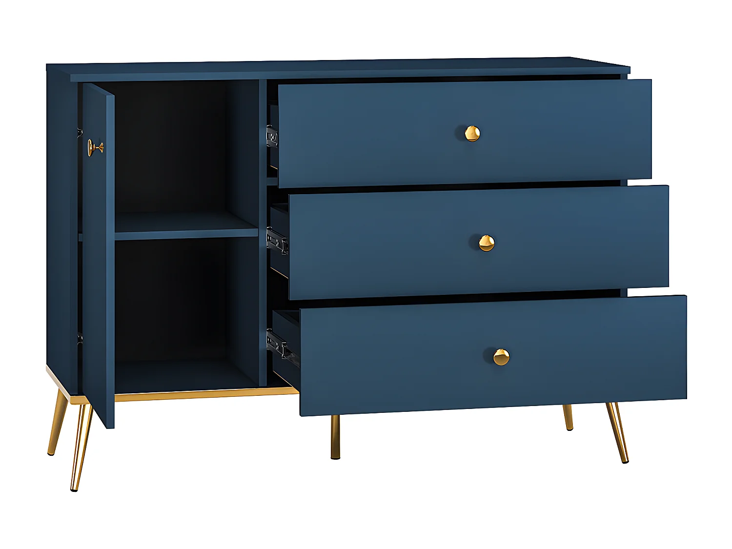 Buffet 1 porte 3 tiroirs Thalia Bleu