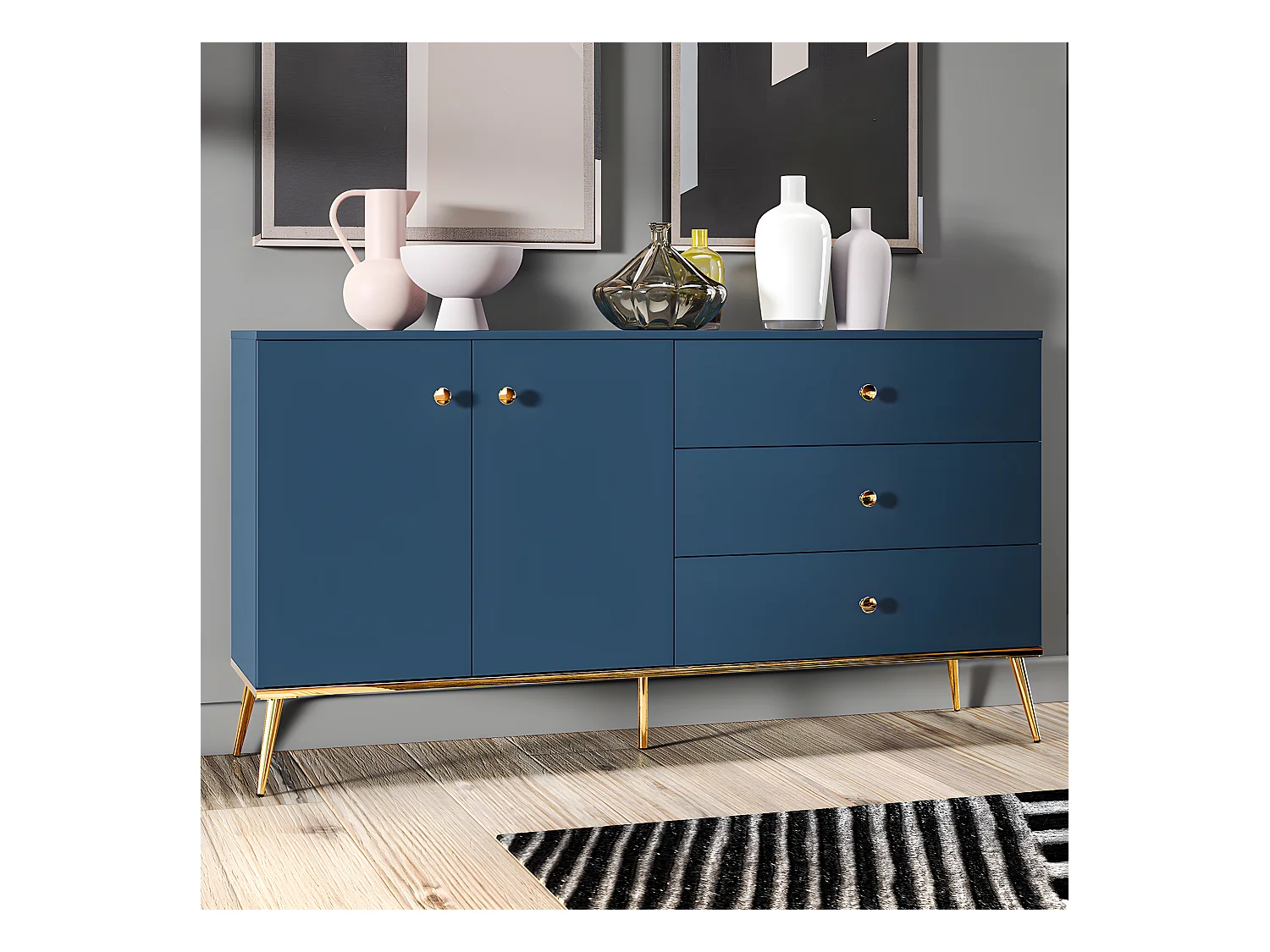 Bufé 2 puertas 3 cajones Thalia Azul