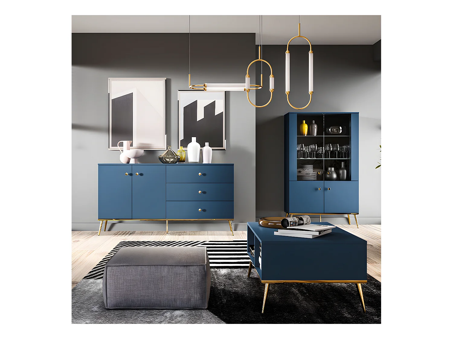 Bufé 2 puertas 3 cajones Thalia Azul