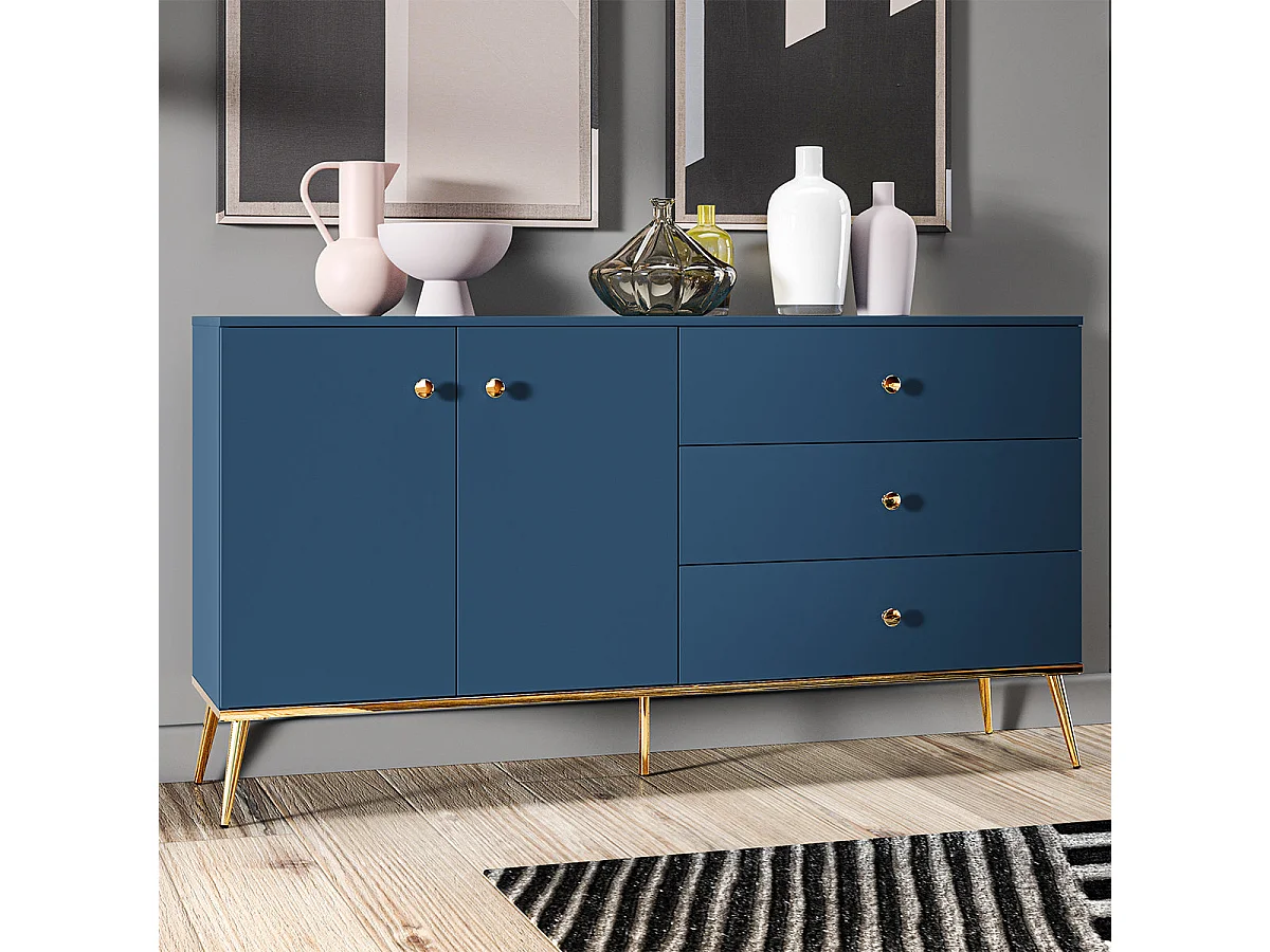Buffet 2 portes 3 tiroirs Thalia Bleu