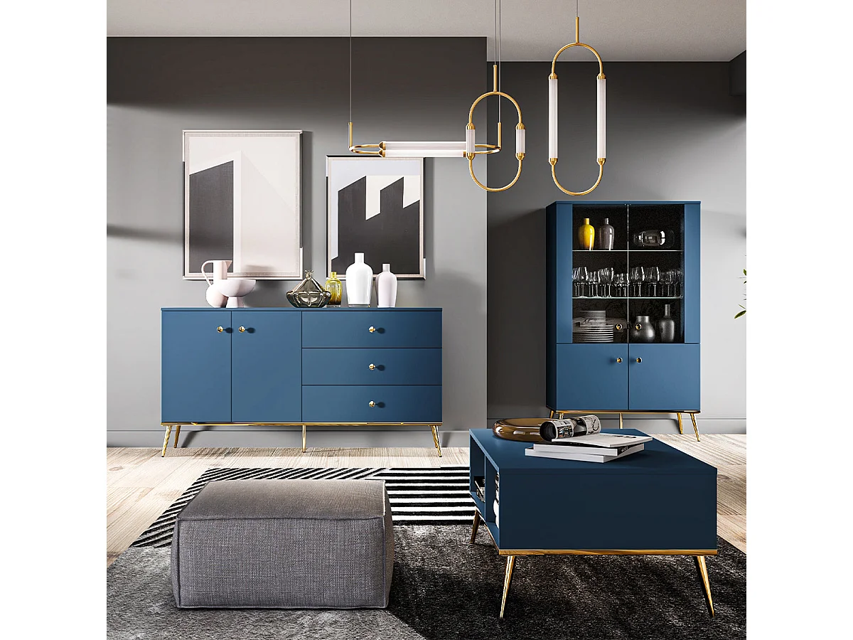 Buffet 2 portes 3 tiroirs Thalia Bleu