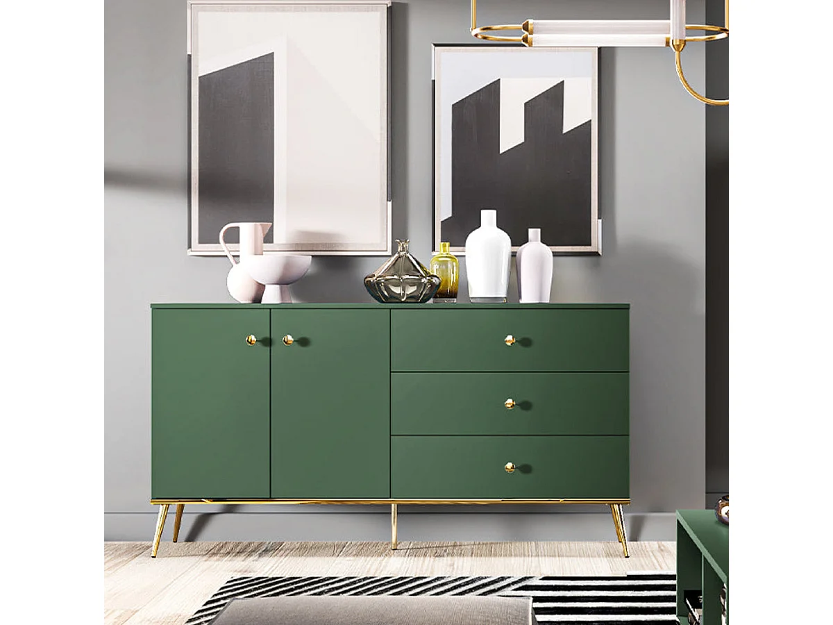 Buffet 2 portes 3 tiroirs Thalia Vert