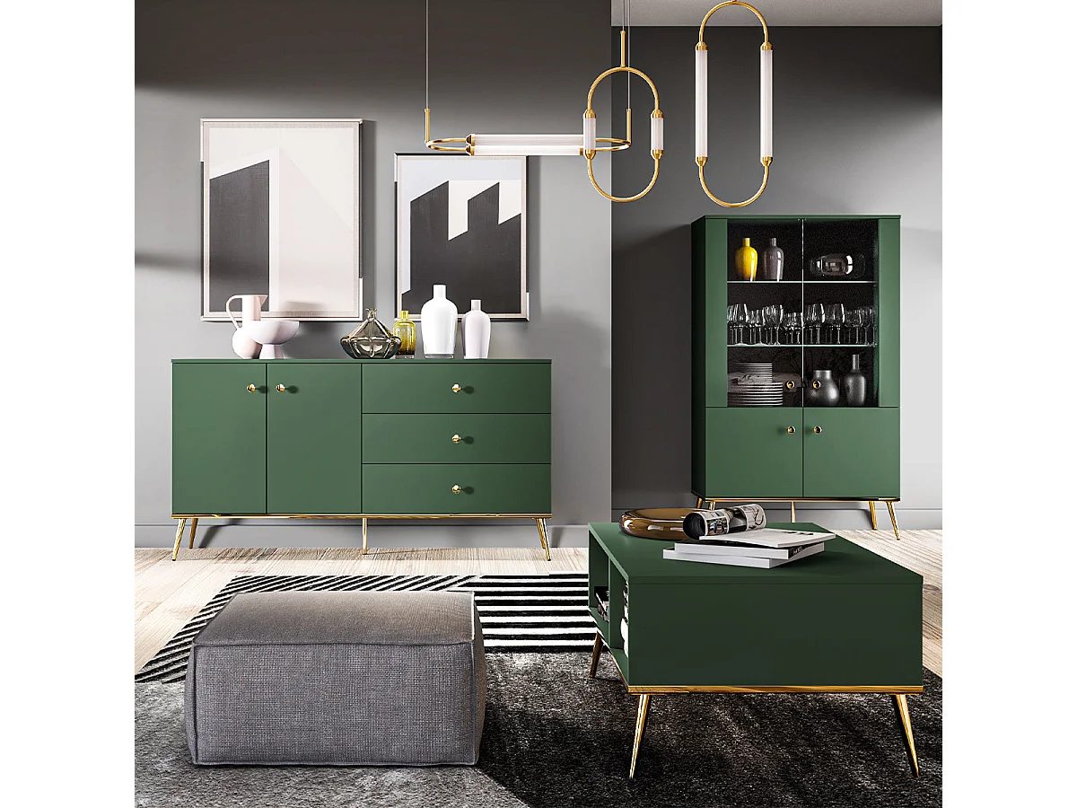 Buffet 2 portes 3 tiroirs Thalia Vert