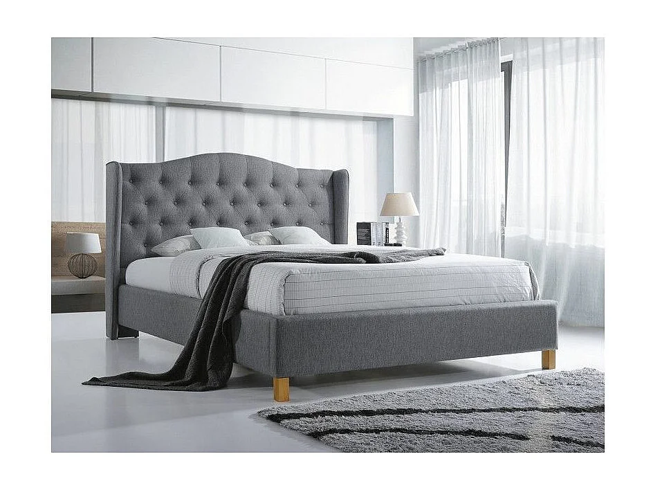 Lit double - Aspen - Pour matelas 180 x 200 cm - Gris