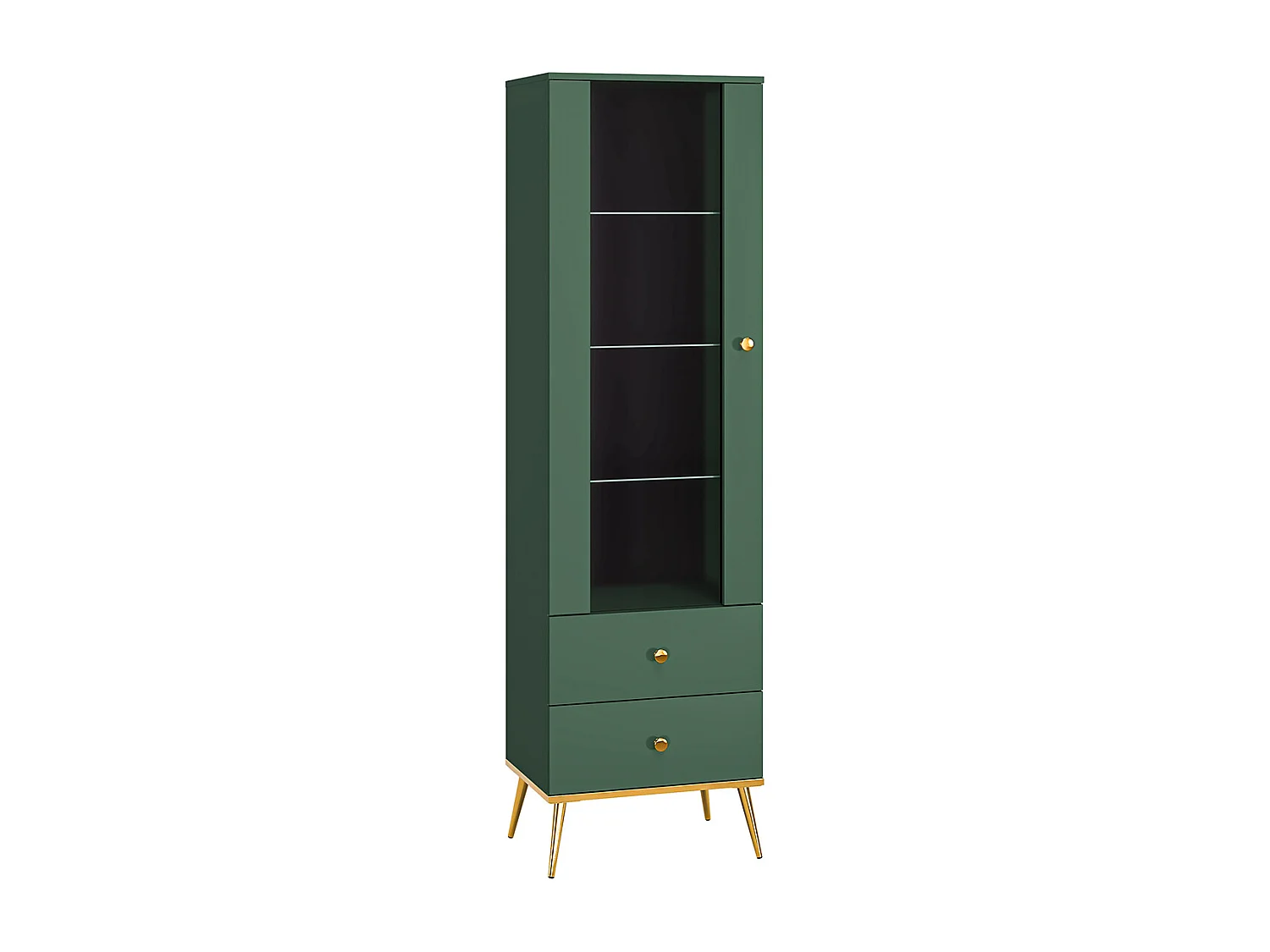 Vetrina a 1 anta e 2 cassetti Thalia Green