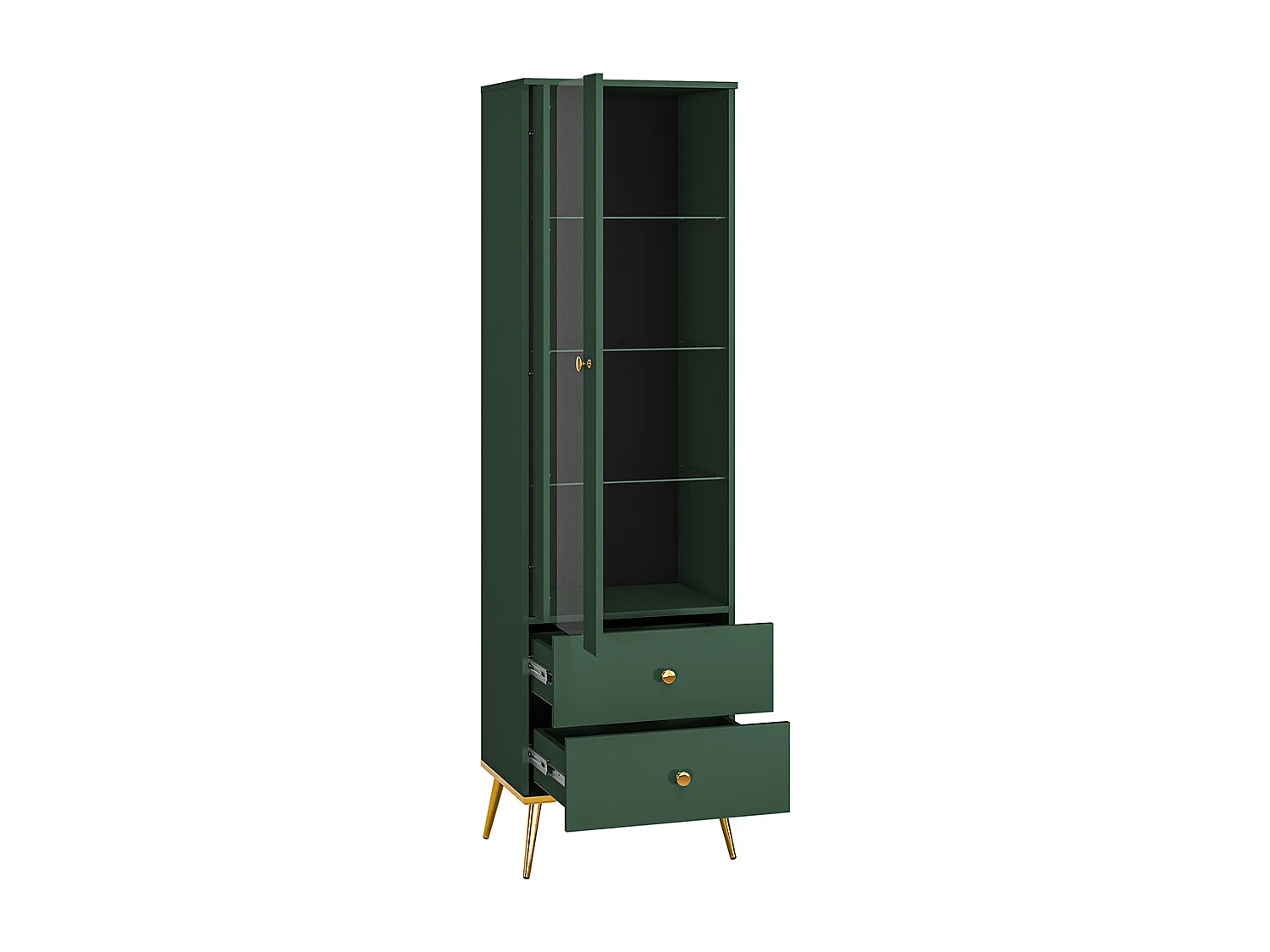 Vetrina a 1 anta e 2 cassetti Thalia Green