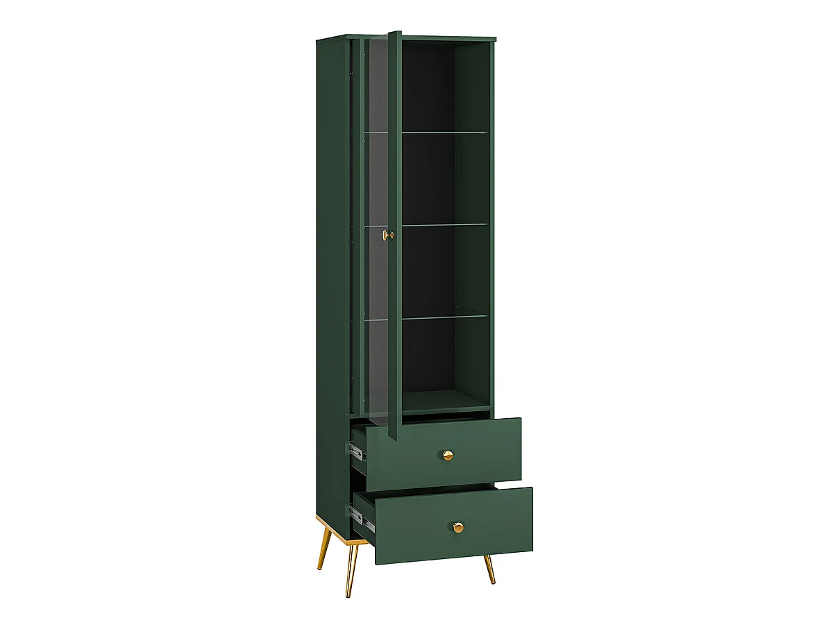 Vitrine 1 porte 2 tiroirs Thalia Vert