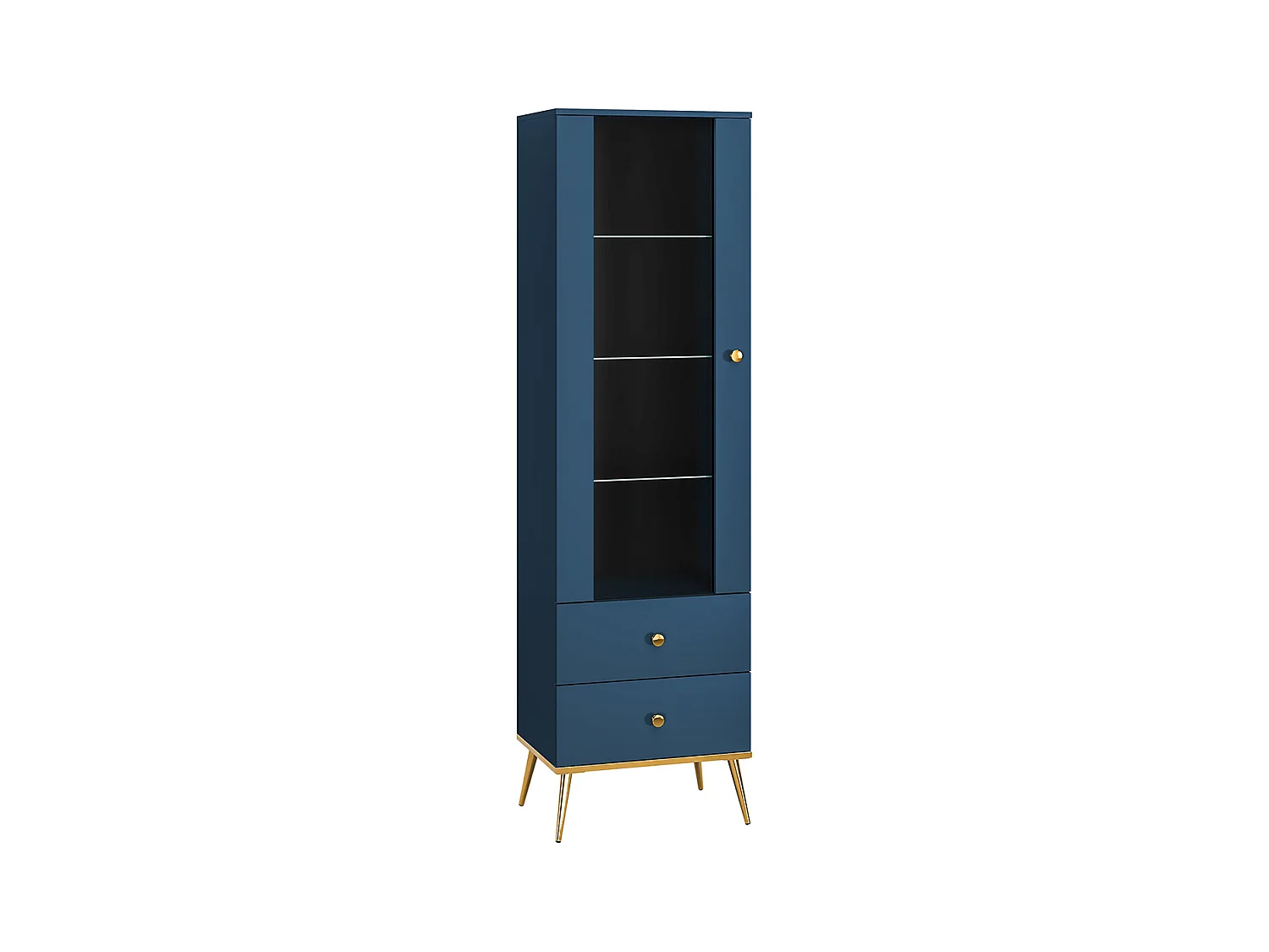 Vitrine 1 porte 2 tiroirs Thalia Bleu