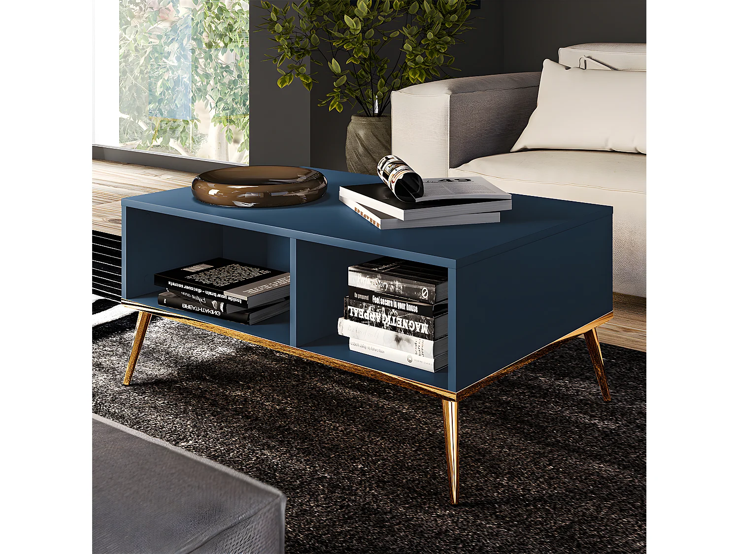 Tavolino da caffè Thalia blu 42cm