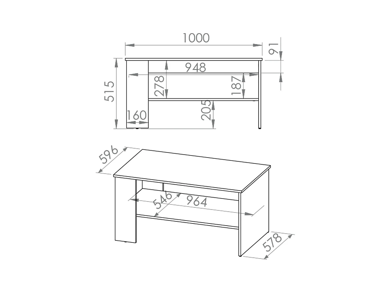 Table basse Orion Blanc et Effet béton