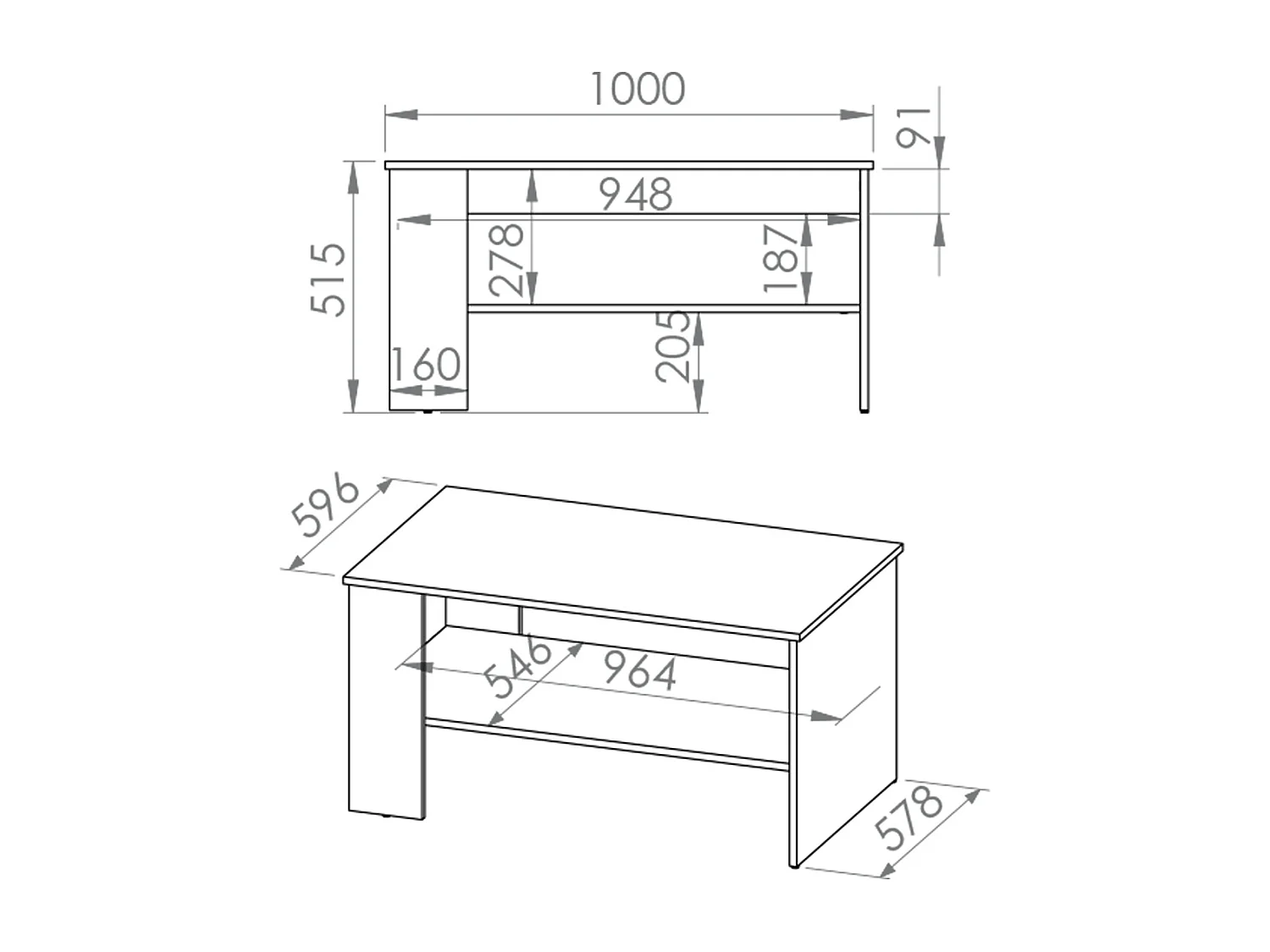 Table basse Orion Blanc et Effet béton