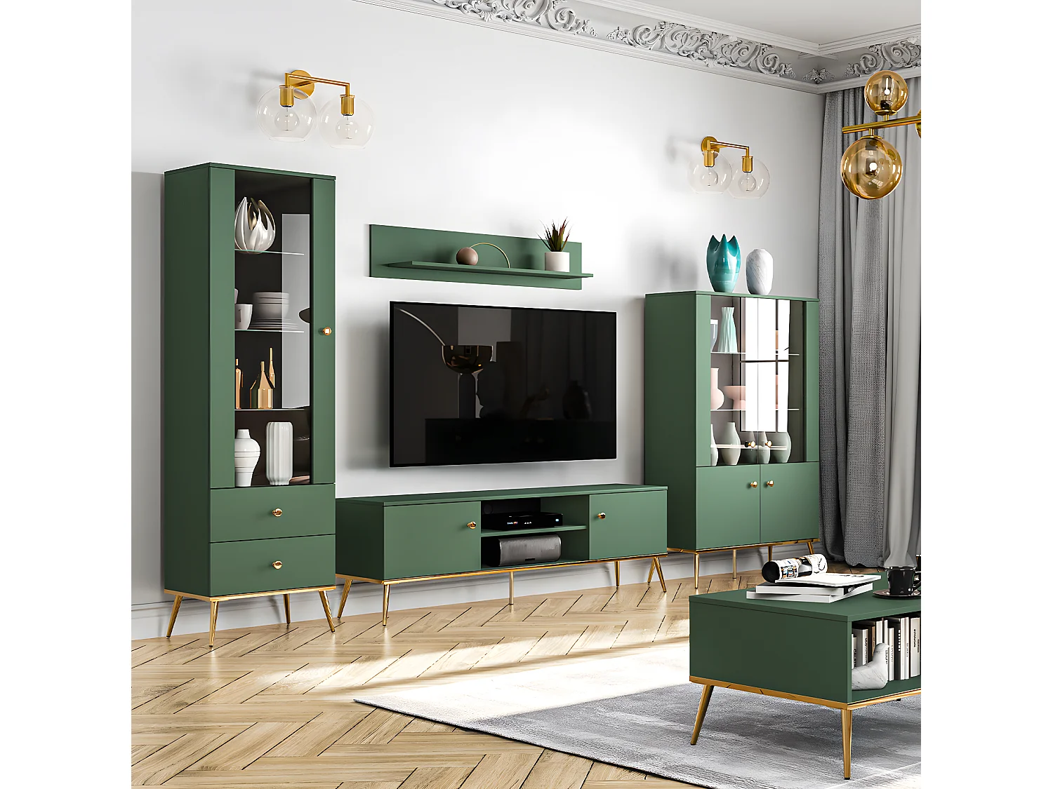 2-deurs TV-meubel 160 cm Thalia Groen