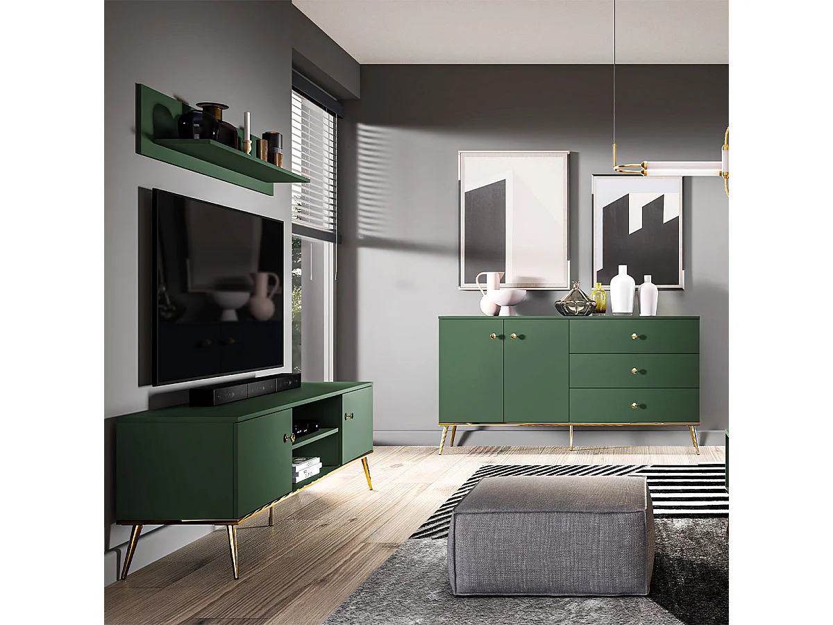 Meuble TV 2 portes 160 cm Thalia Vert