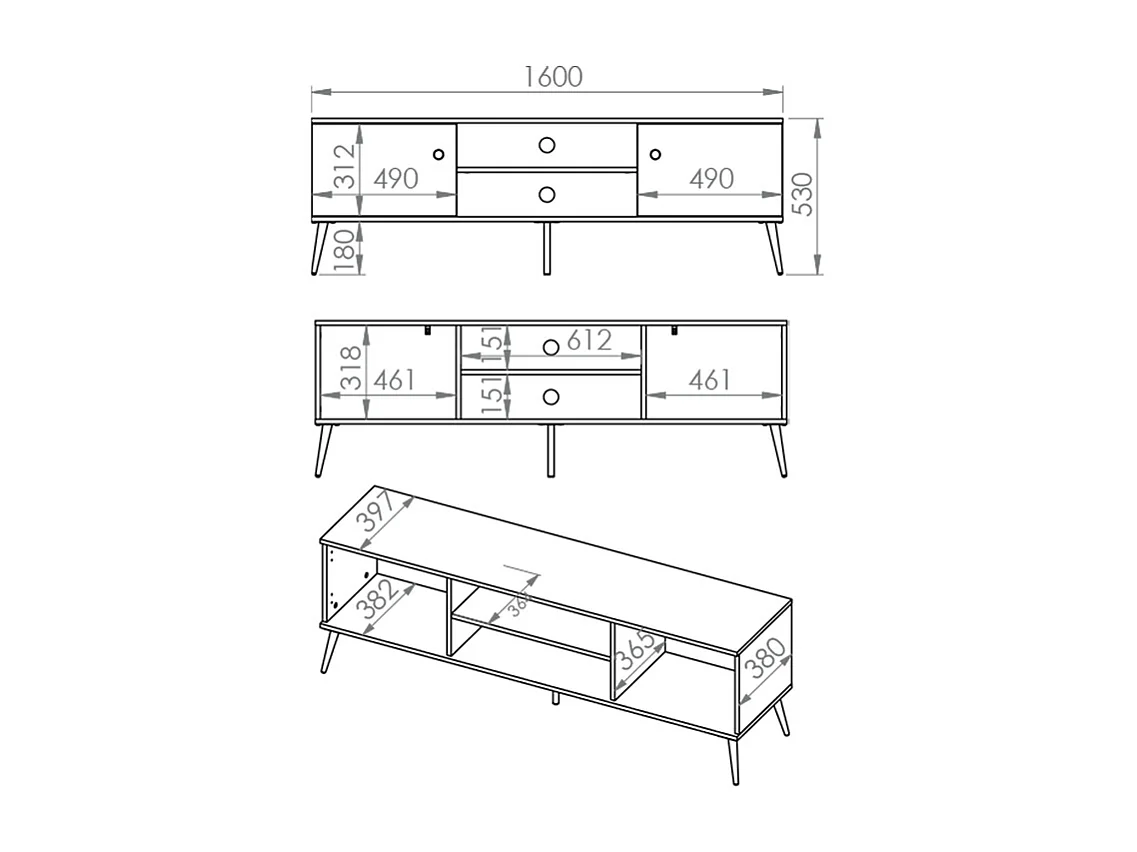 Meuble TV 2 portes 160 cm Thalia Bleu