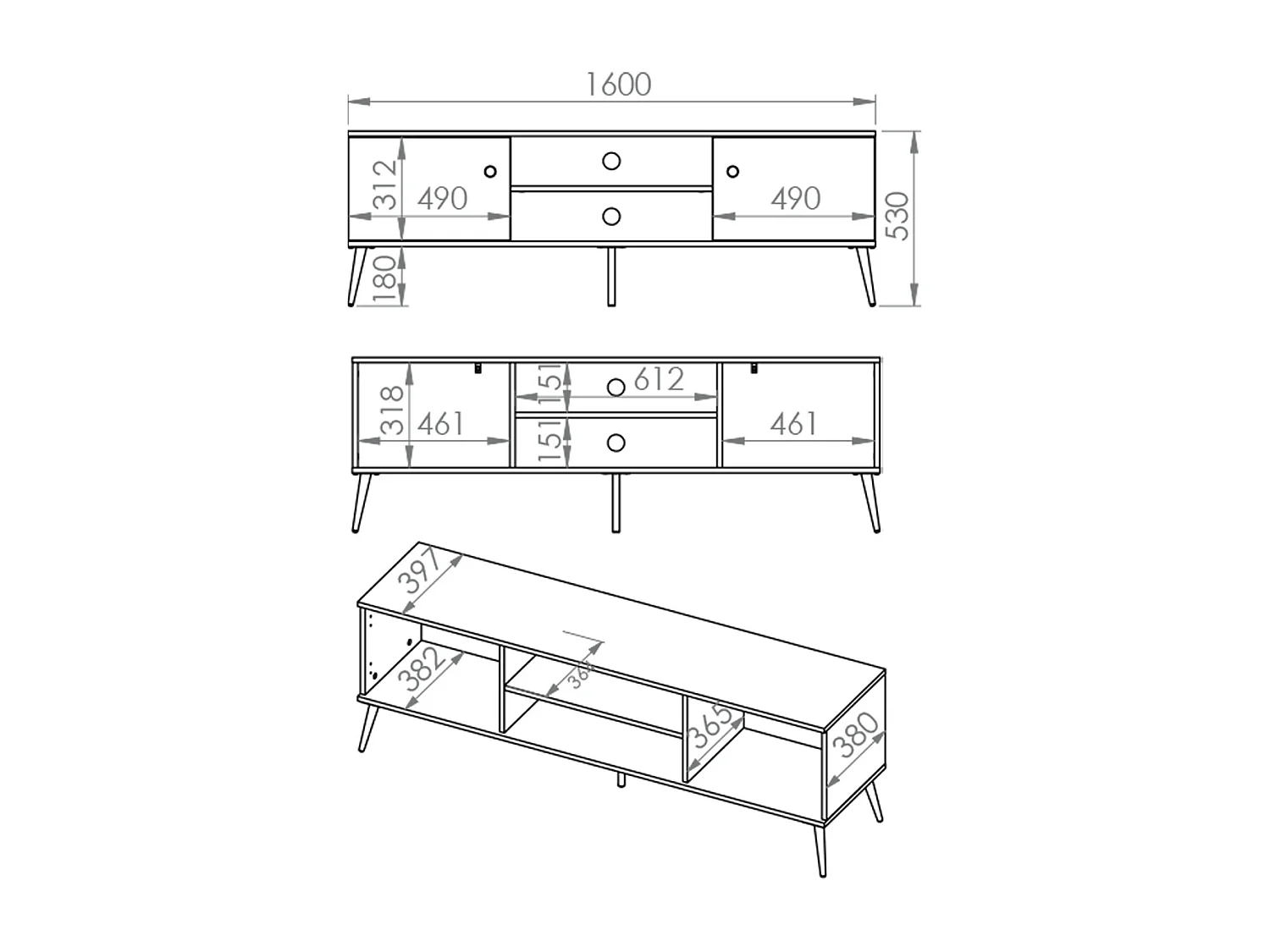 Mueble TV 2 puertas 160 cm Thalia Azul