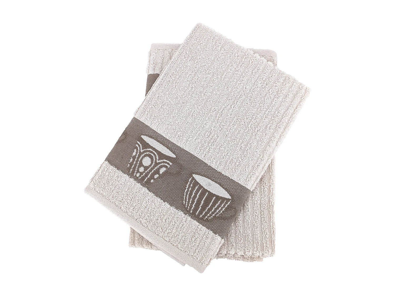 Lot de 2 torchons de cuisine pur coton 50x50 cm DELICARA beige