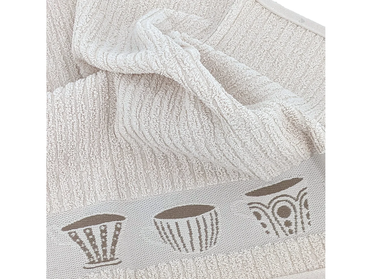 Lot de 2 torchons de cuisine pur coton 50x50 cm DELICARA beige