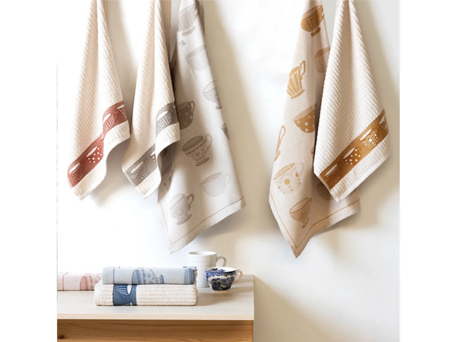 Lot de 2 torchons de cuisine pur coton 50x50 cm DELICARA beige