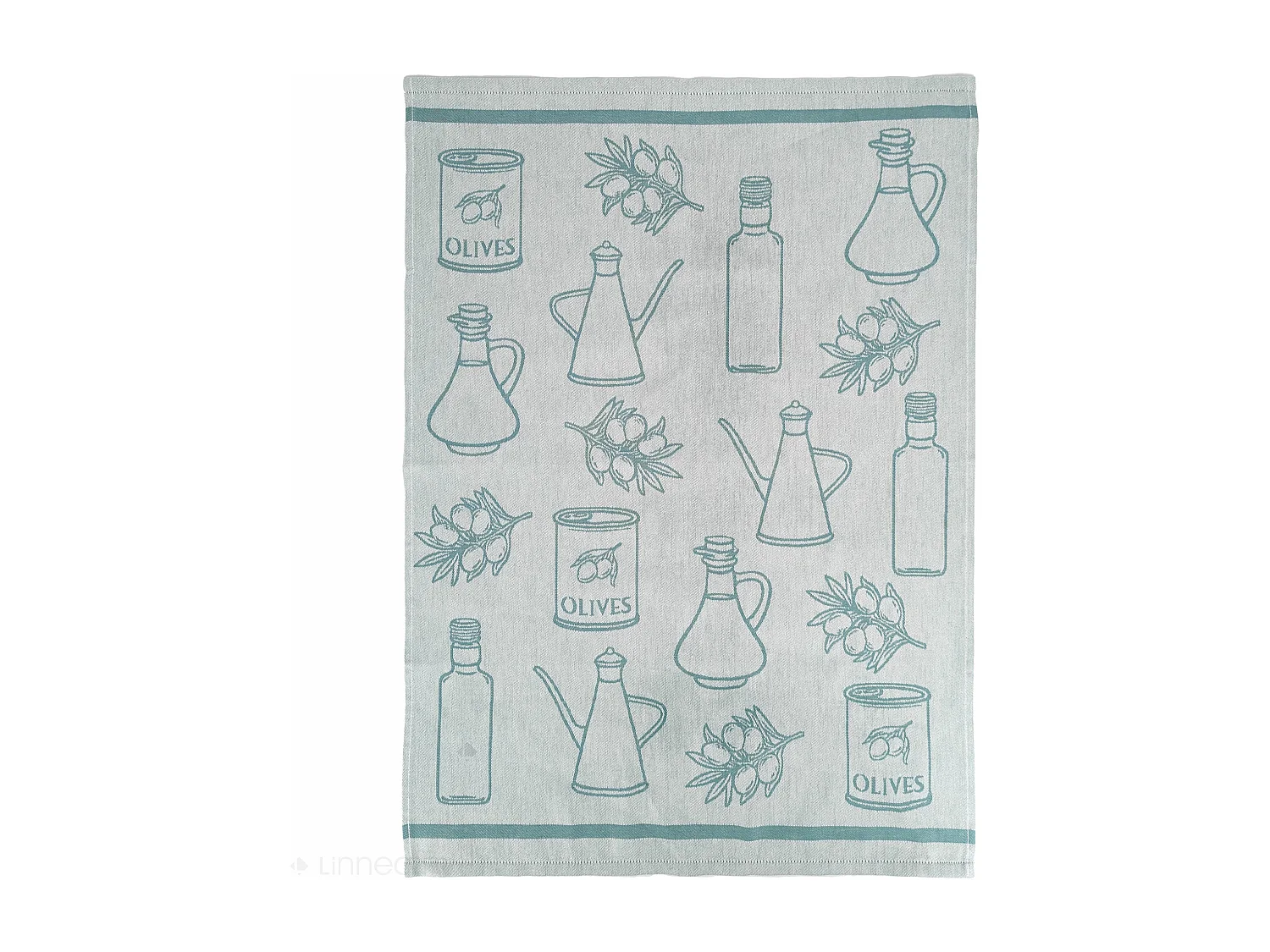 Lot de 2 torchons de cuisine pur coton 50x70 cm EVOO motif olives vert