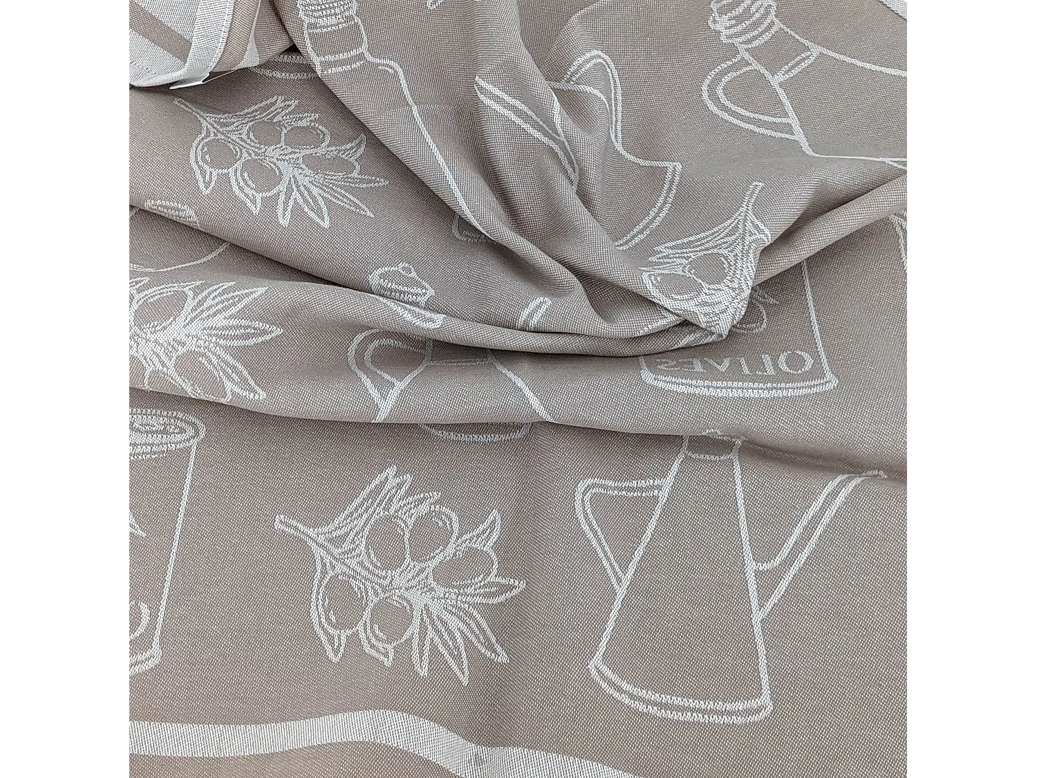 Lot de 2 torchons de cuisine pur coton 50x70 cm EVOO motif olives beige