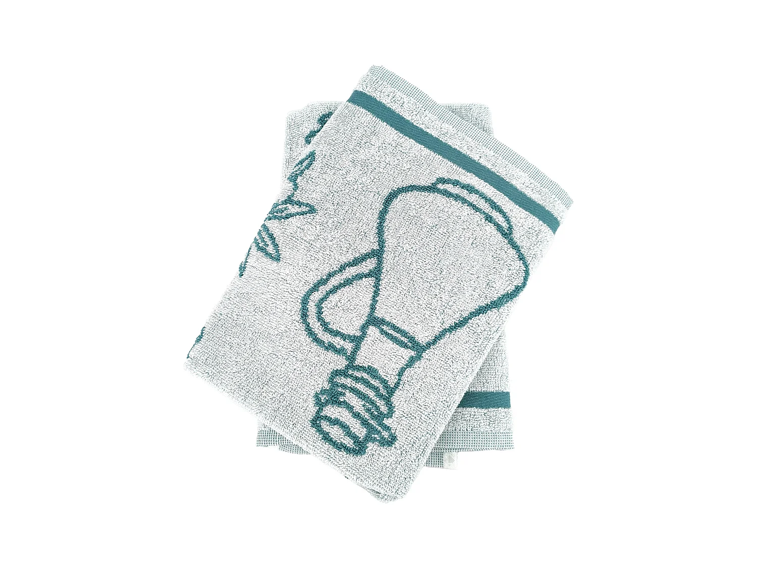 Lot de 2 torchons de cuisine pur coton 50x50 cm EVOO motifs olives vert