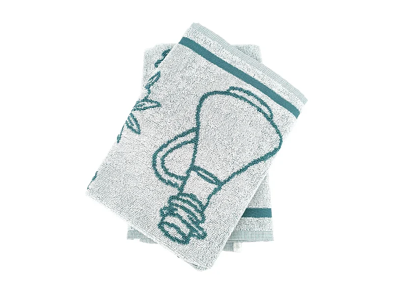 Lot de 2 torchons de cuisine pur coton 50x50 cm EVOO motif olives vert