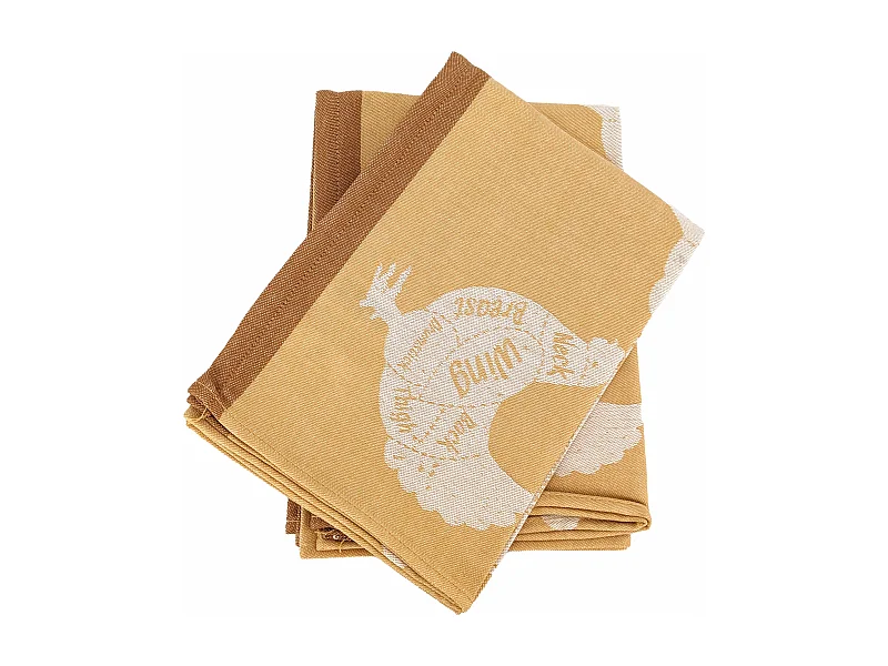 Lot de 2 torchons de cuisine pur coton 50x70 cm GRILLUXE jaune