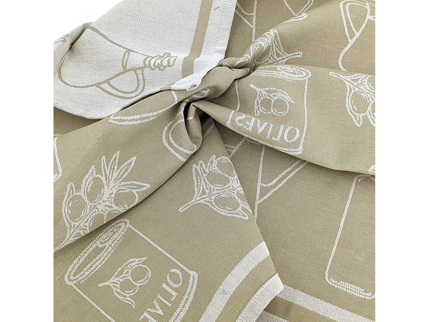 Lot de 2 torchons de cuisine pur coton 50x70 cm EVOO vert kaki