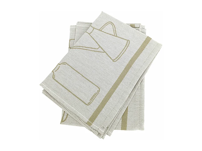 Lot de 2 torchons de cuisine pur coton 50x70 cm EVOO vert kaki