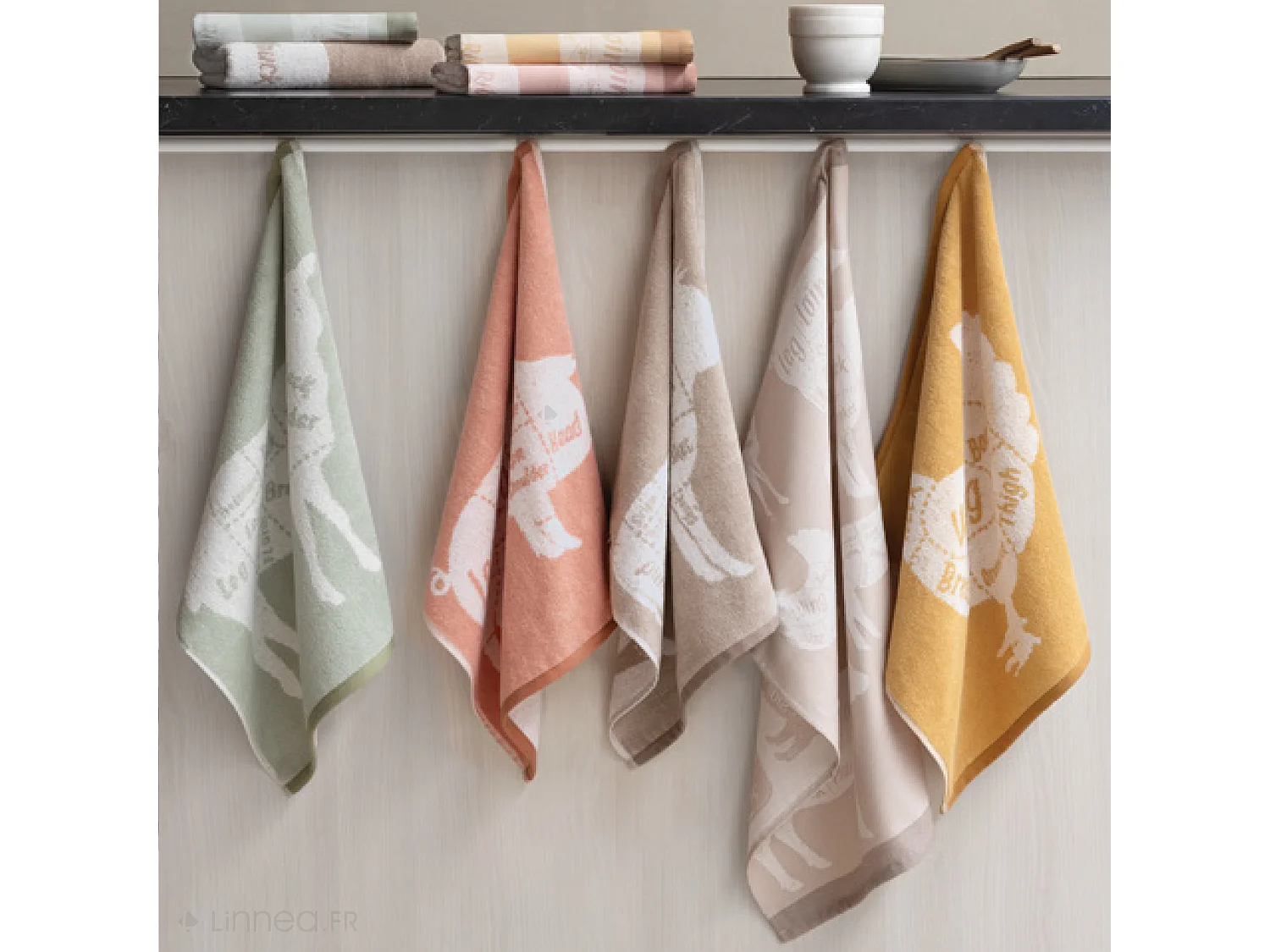 Lot de 2 torchons de cuisine pur coton 50x70 cm GRILLUXE beige