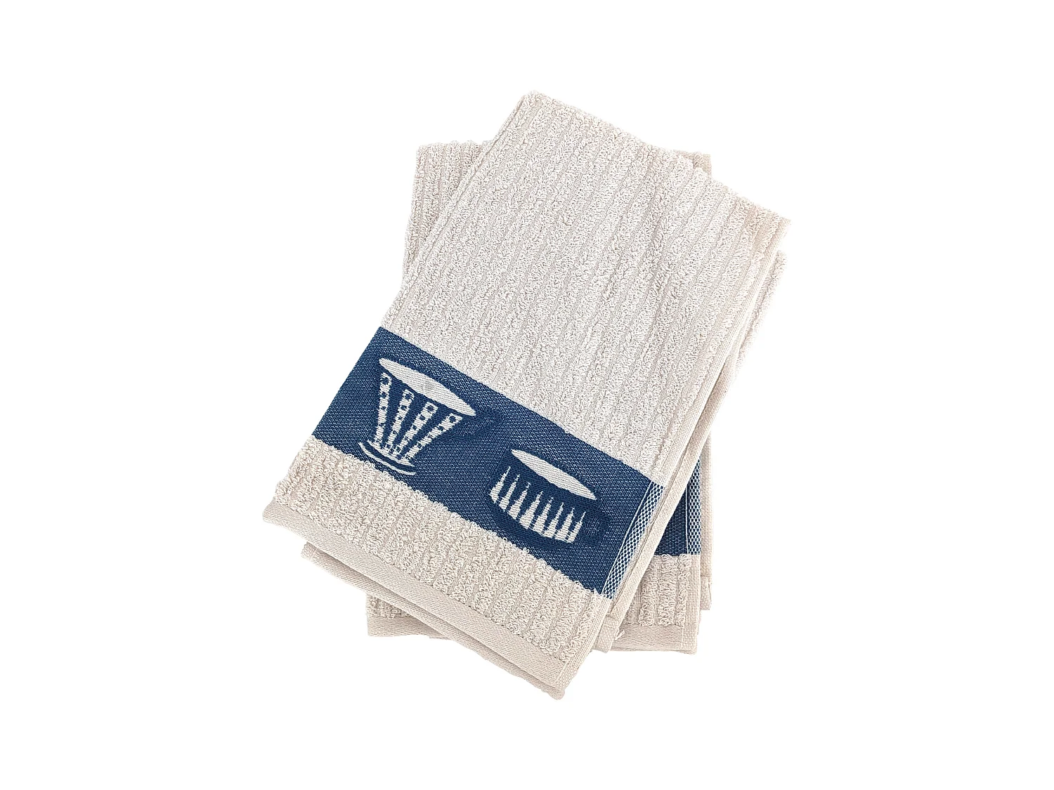 Lot de 2 torchons de cuisine pur coton 50x50 cm DELICARA bleu