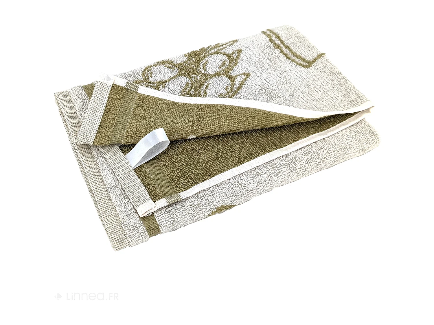 Lot de 2 torchons de cuisine pur coton 50x50 cm EVOO vert kaki