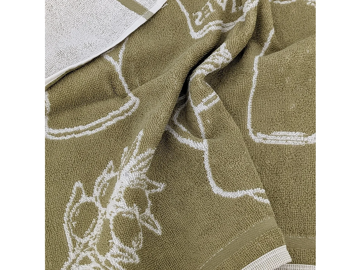 Lot de 2 torchons de cuisine pur coton 50x50 cm EVOO vert kaki