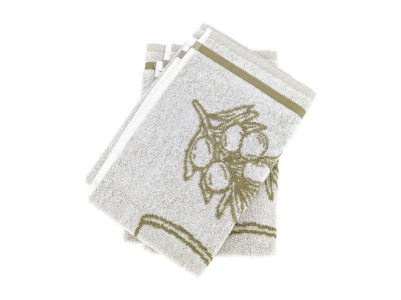 Lot de 2 torchons de cuisine pur coton 50x50 cm EVOO vert kaki