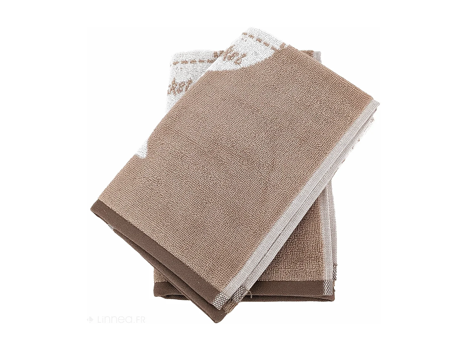 Lot de 2 torchons de cuisine pur coton 50x50 cm GRILLUXE beige