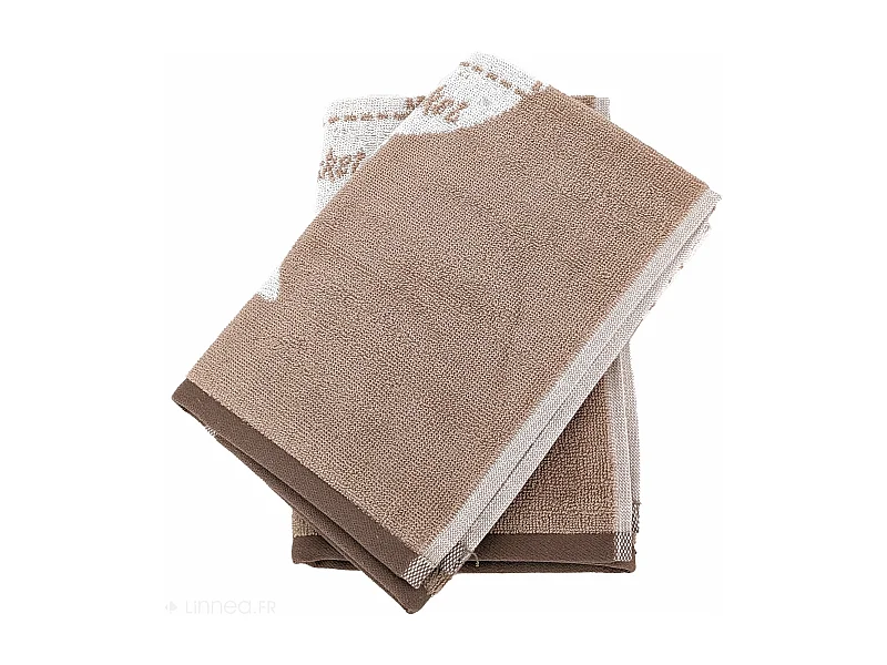 Lot de 2 torchons de cuisine pur coton 50x50 cm GRILLUXE beige