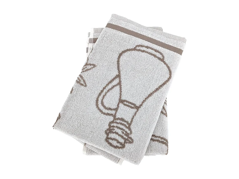 Lot de 2 torchons de cuisine pur coton 50x50 cm EVOO motifs olives beige