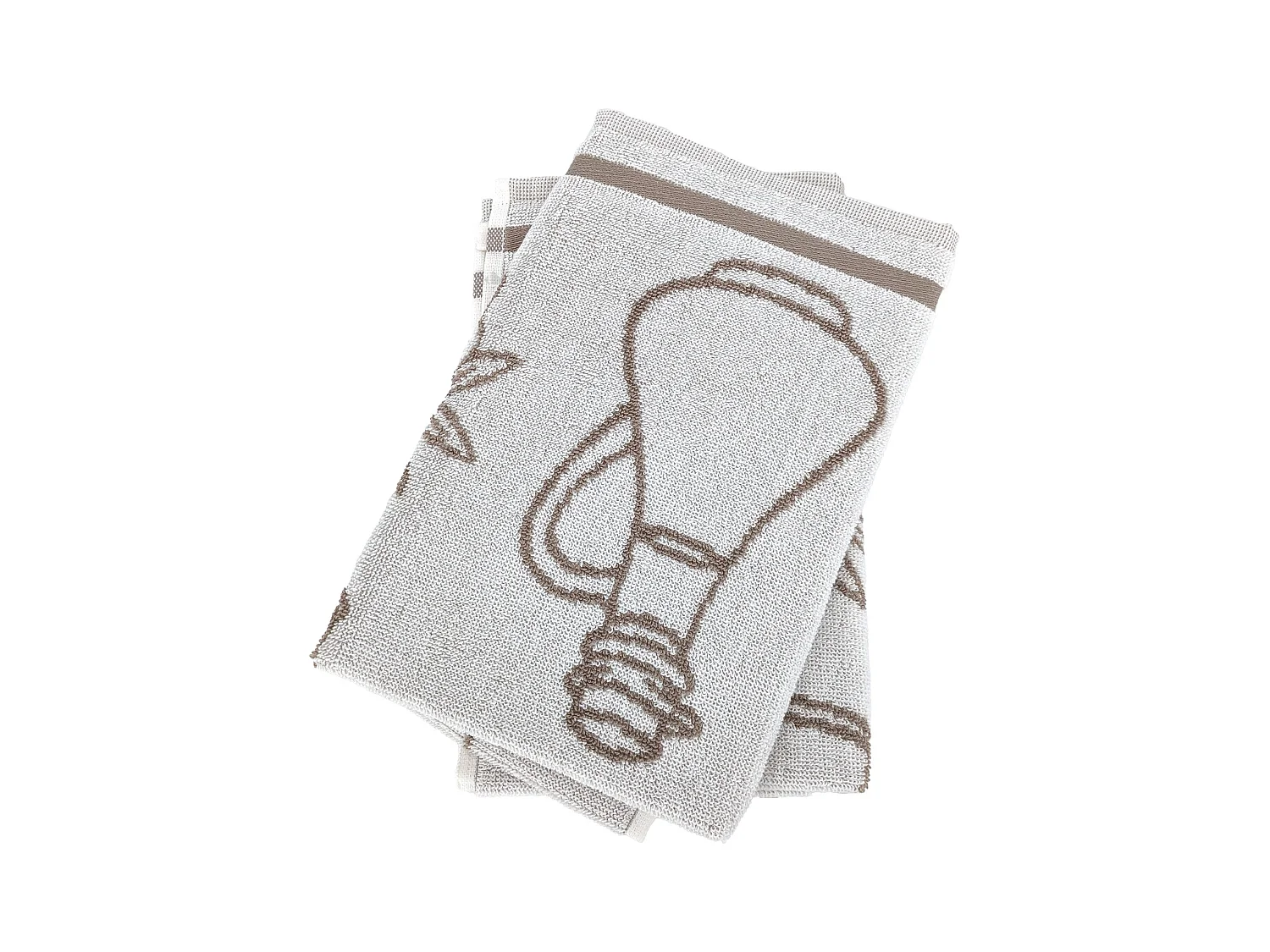 Lot de 2 torchons de cuisine pur coton 50x50 cm EVOO motifs olives beige