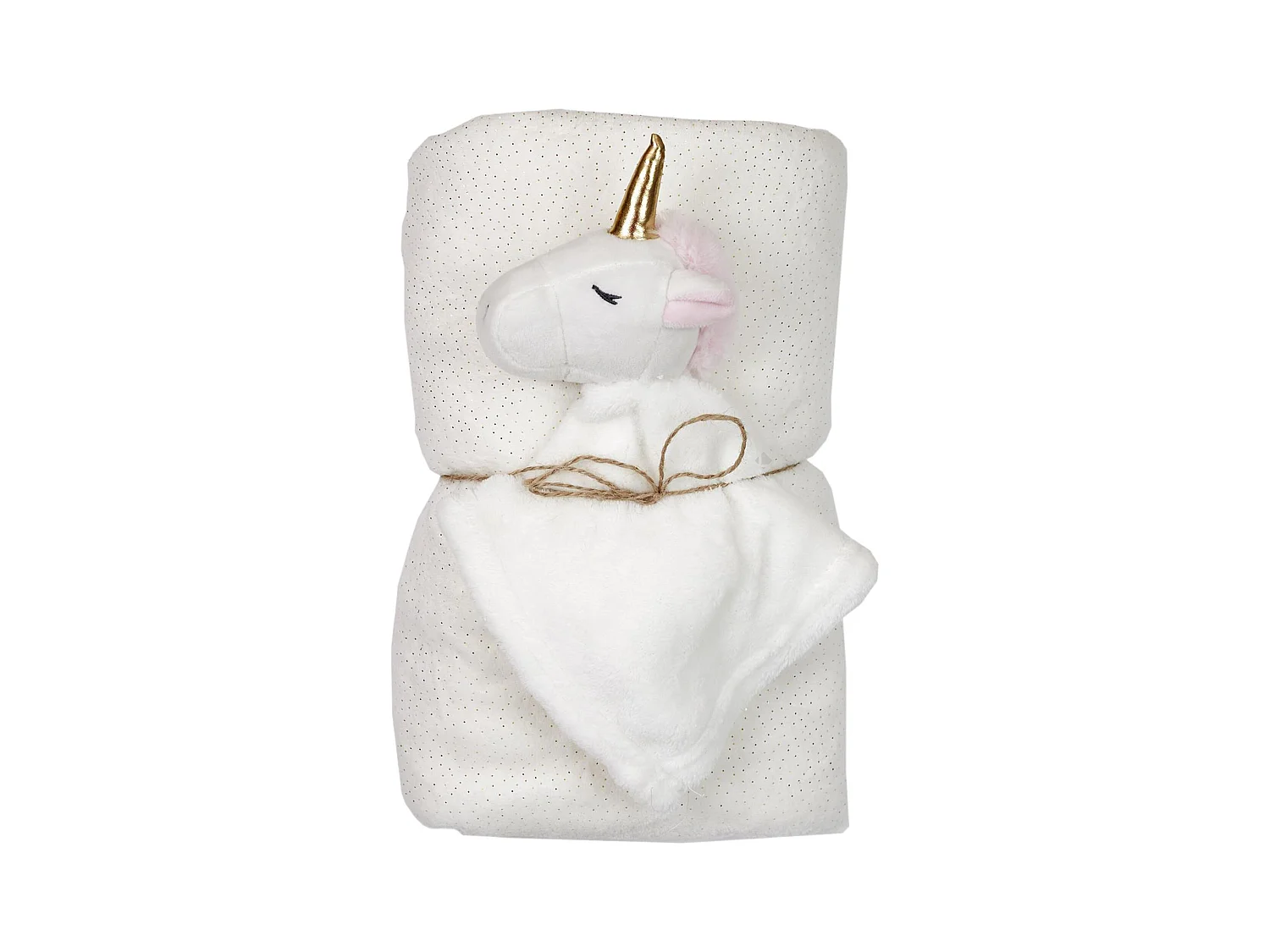 Peluche licorne blanche 20cm avec plaid 75x100 cm collection LITTLE CANDY blanc