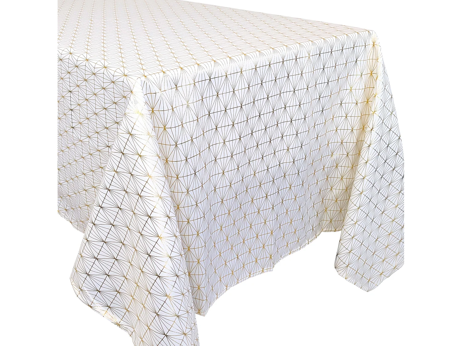 Nappe rectangle 140x250 cm GOLD motifs géométriques blanche dorée