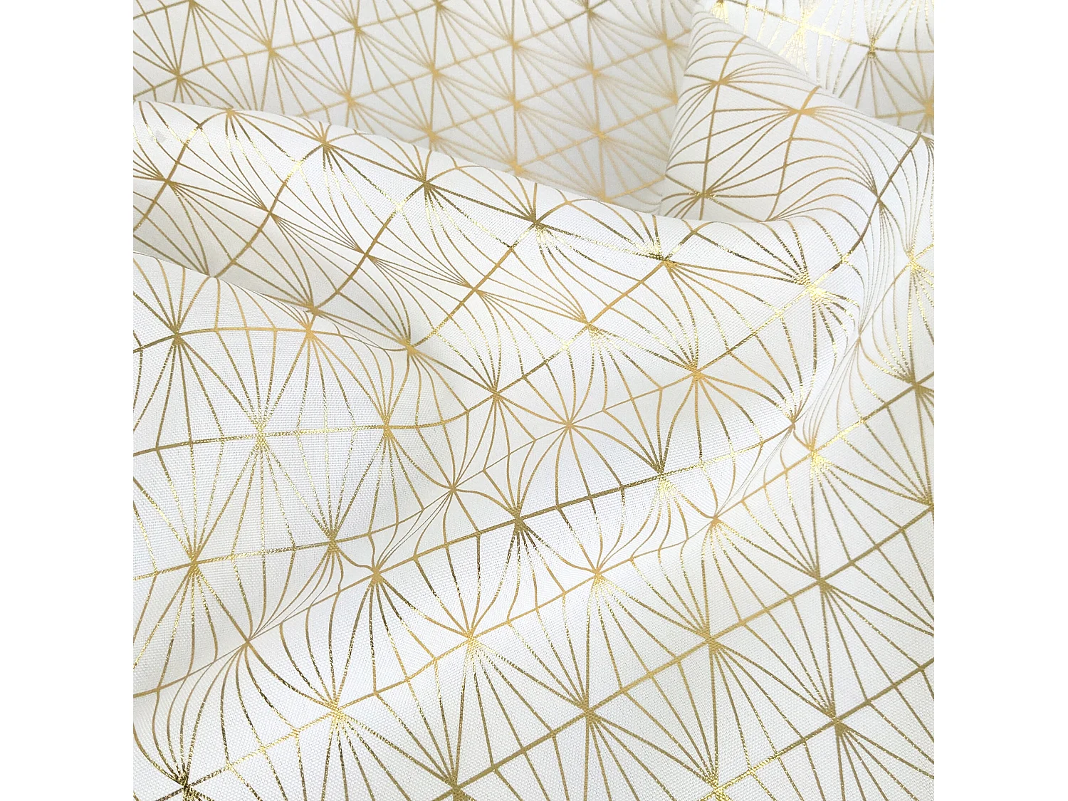 Nappe rectangle 140x250 cm GOLD motifs géométriques blanche dorée