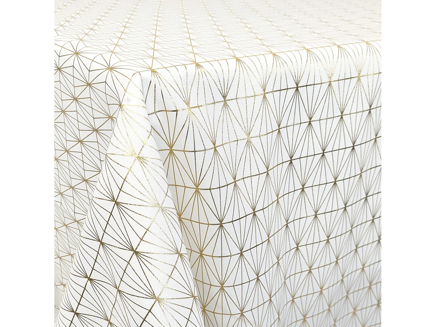 Nappe rectangle 140x250 cm GOLD motifs géométriques blanche dorée