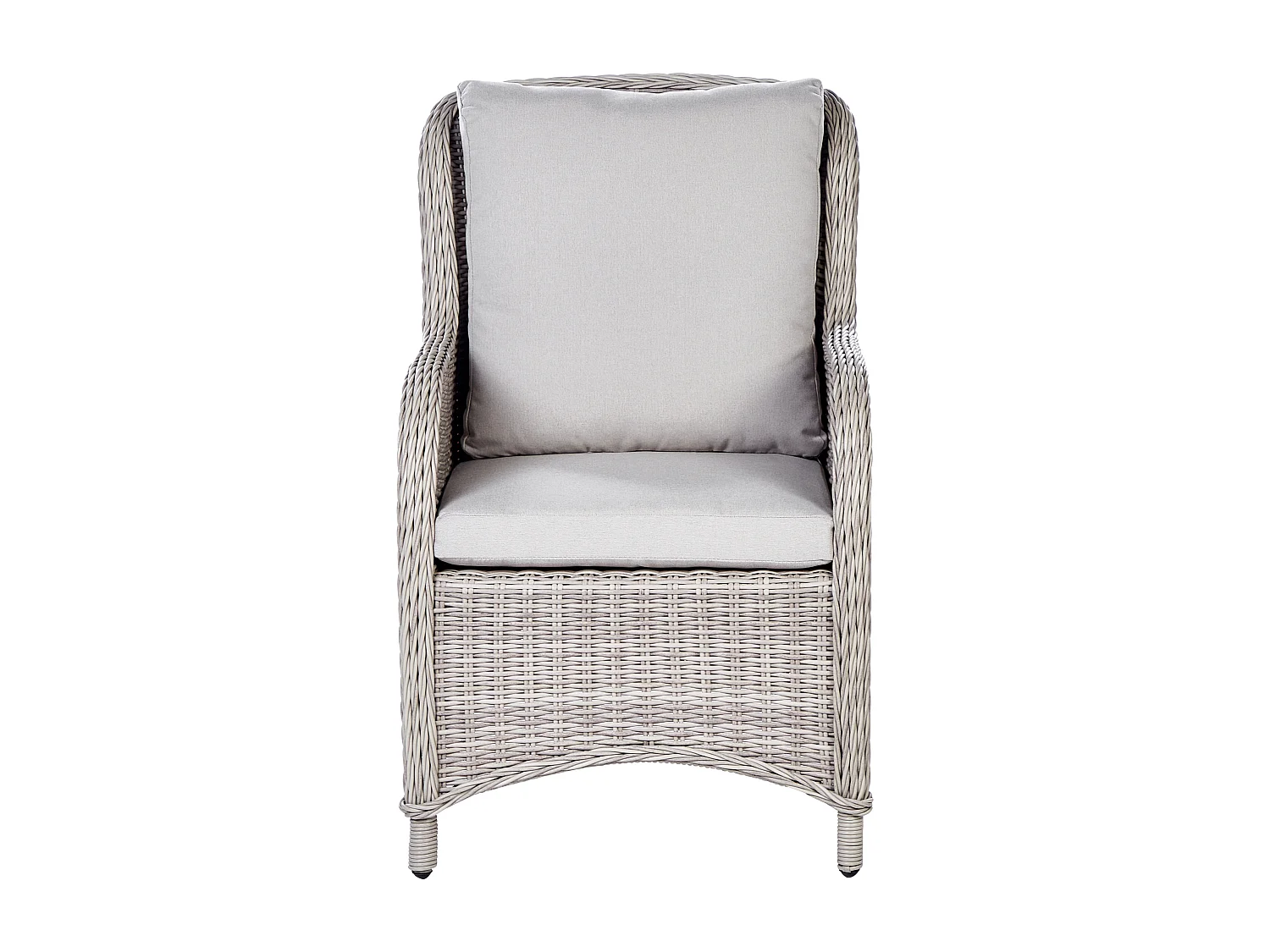 Gartensessel 2er Set Rattan beige taupe mit Auflagen hellgrau modern Cascais