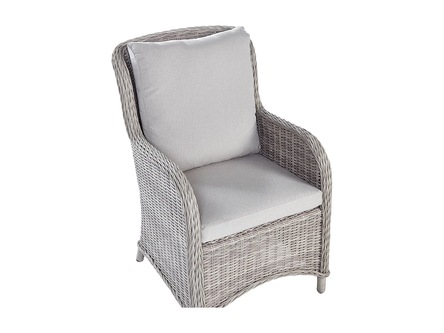 Gartensessel 2er Set Rattan beige taupe mit Auflagen hellgrau modern Cascais