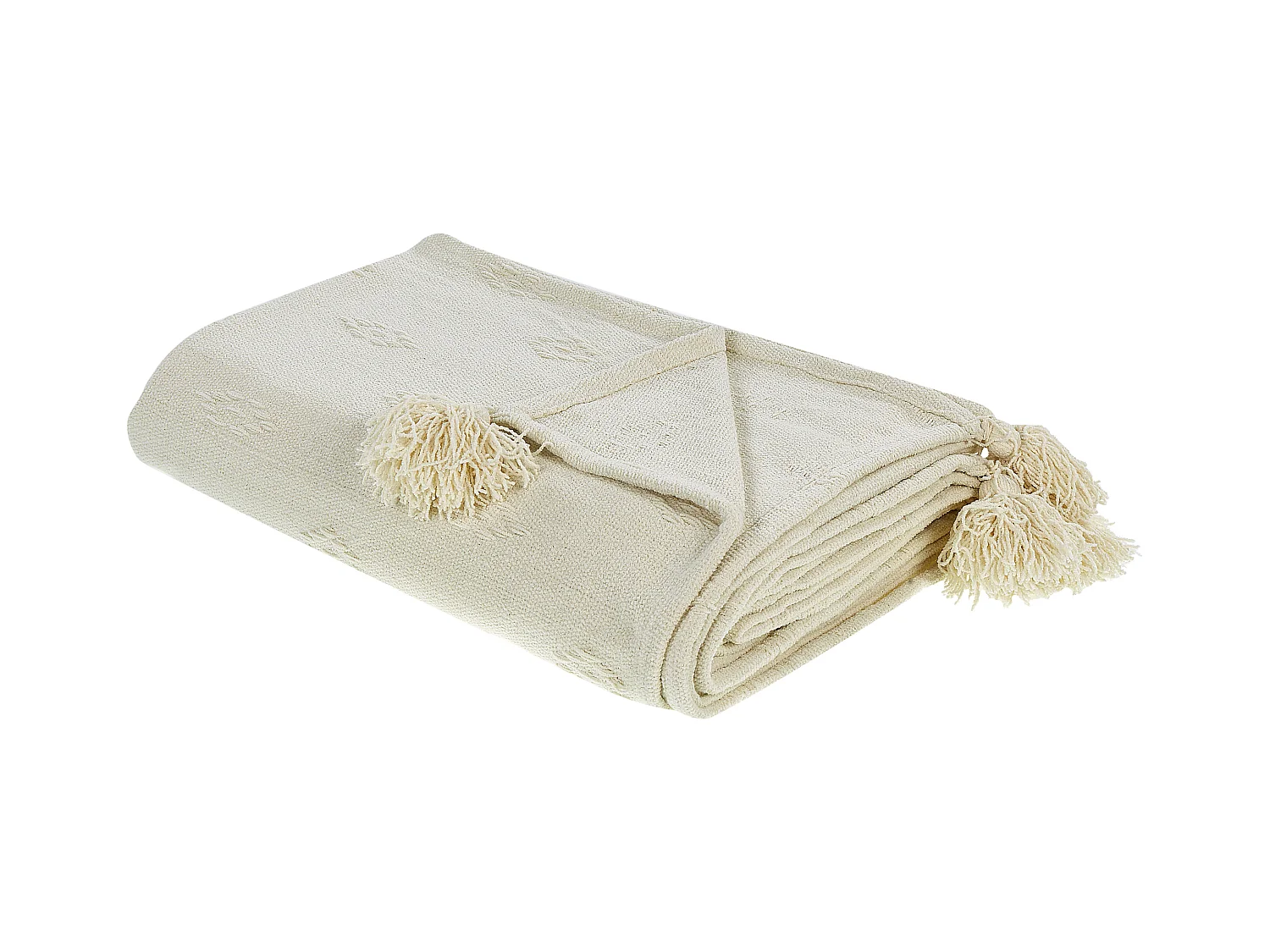 Decke Chenille beige 200 x 220 cm mit Quasten Kazy